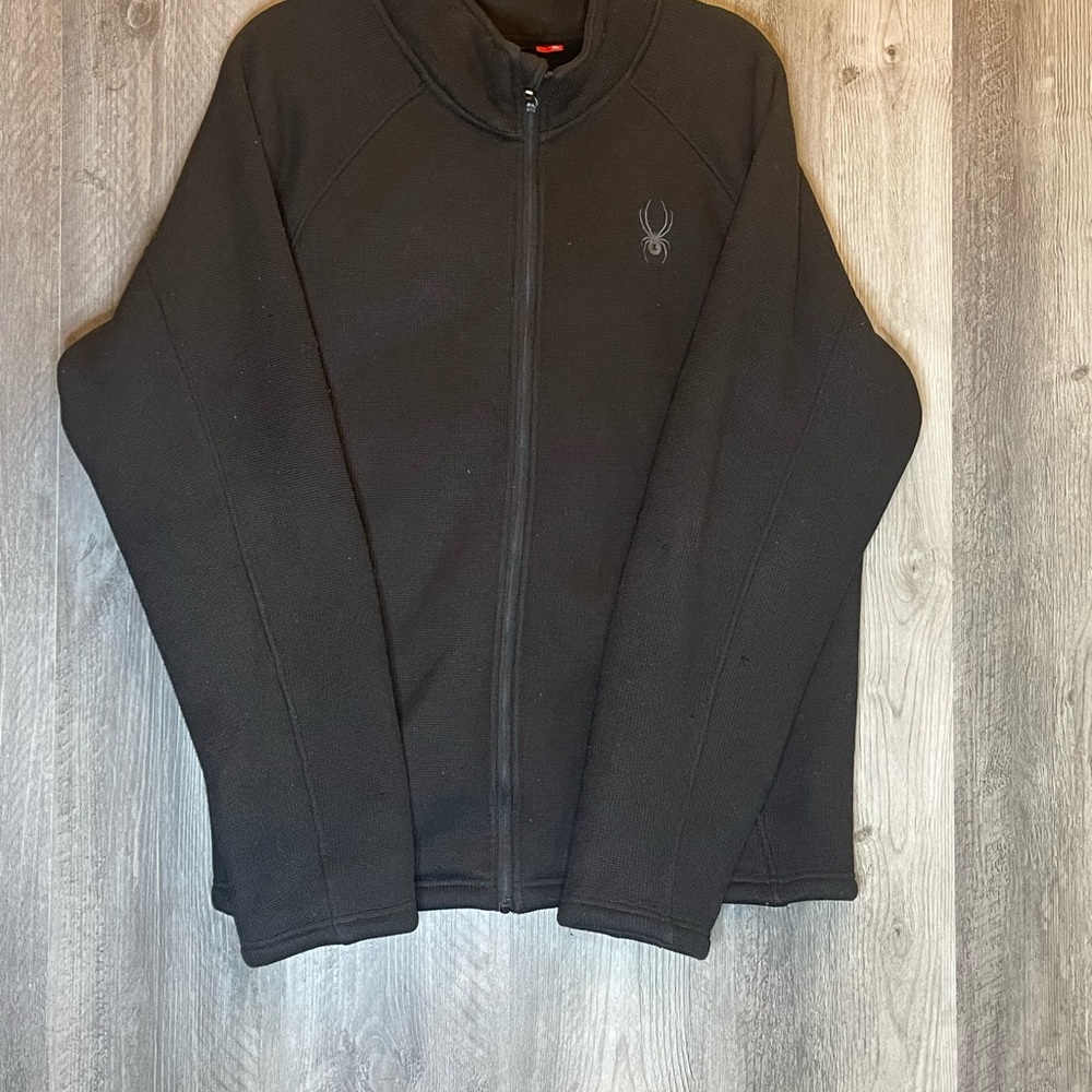 Spyder Men's Zip-Up Black Sherpa Lined Jacket